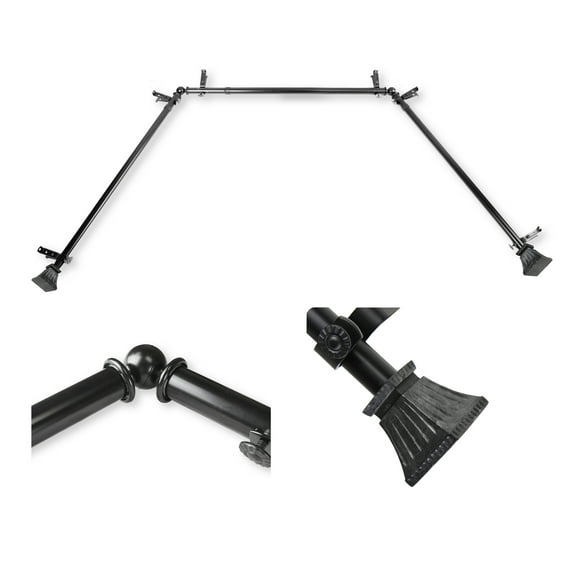 Domovina Cornet 13/16" Bay Window Single Curtain Rod-Color:Black