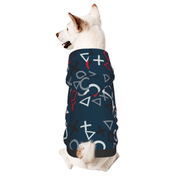 Balery Navy Blue Geometric Sudadera con Capucha para Perros Pequeños – Ropa para Mascotas, Disfraz para Perros y Gatos, Ideal para Fiestas y Cosplay-Medium