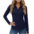 thumbnail image 2 of ClodeEU Women's UPF 50+ Sun Protection Long Sleeve Half Zip Top with Notch Collar ,Lightweight Athletic Hiking Shirt Navy,Womens Plus S, 2 of 6