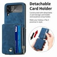 thumbnail image 5 of Zipper Back Wallet Case for Samsung Galaxy Z Flip 4, Detachable Card Slots Pocket Magnetic Classic Cover with Kickstand Soft Silicone Shockproof Anti-Scratches Folding Case, Blue, 5 of 7