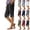 33# Black, variant on Trendy Side Split Capri Pants for Women Cotton Linen Side Pocket Comfortable Soft Casual Summer Culottes Navy M