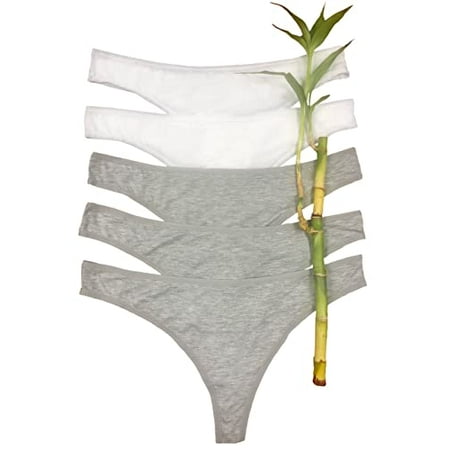 

Alessandra B Women s Bamboo Thong-GREY/WHT-L -5 PACK