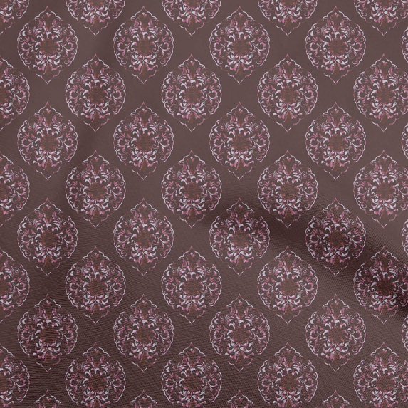 oneOone Polyester Spandex Maroon Fabric Asian Batik Ogee Sewing Fabric By The Yard Printed Diy Clothing Sewing Supplies 56 Inch Wide