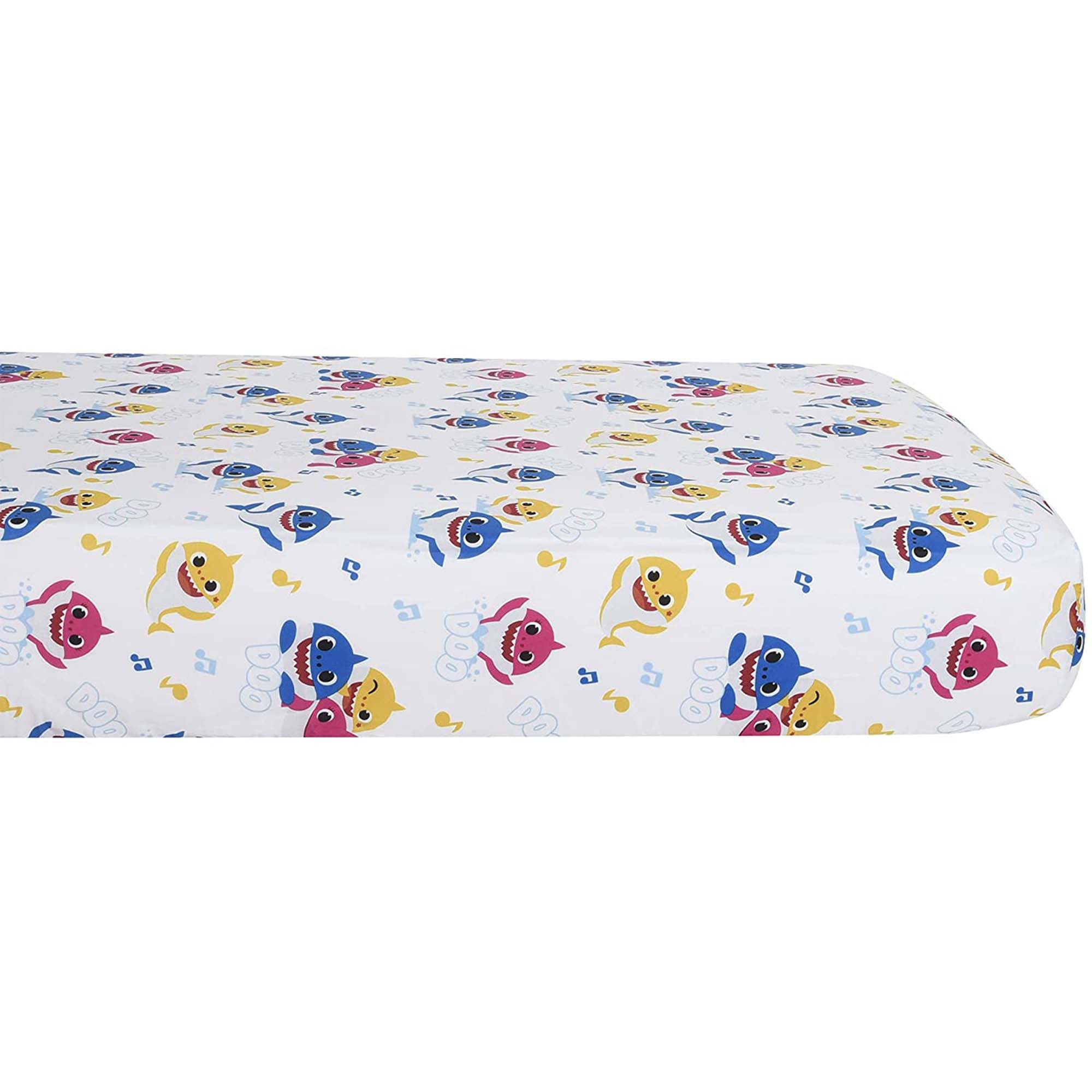 Baby Shark Multicolor Toddler Bedding Sheet Set 3 Pieces Set for Kids with Reversible Comforter