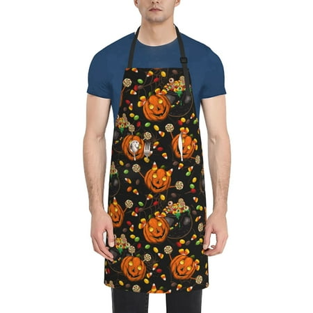 

Goofa Spooky Sweets Printed Waterproof Apron 33 Chef Aprons for Men Heavy Duty Chemical Work Apron Adjustable Bib Apron
