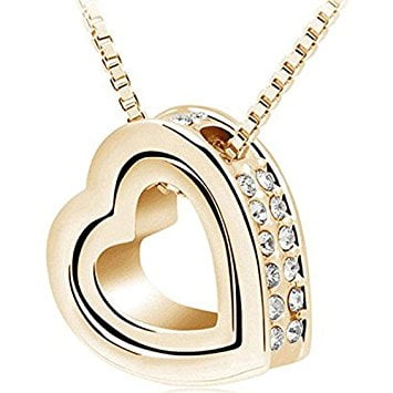 Blue Moon Gold Chain Yantu Blue Purple Women`s Crescent Moon Galactic Universe Cabochon Pendant Necklace Christmas Gift ()