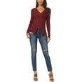 thumbnail image 2 of INSPIRE CHIC Womens' Fall Winter V Neck Wrap Long Sleeve Casual Sweater Tops S Red, 2 of 7