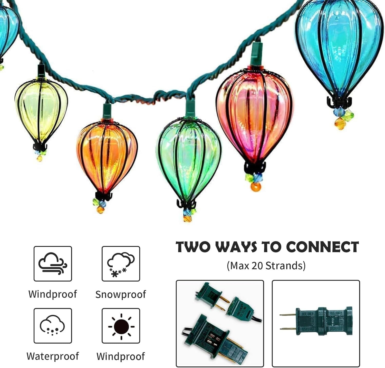 Dimedeal 2 Pcs 11ft Corded Electric String Lights with 10 LED Bulbs for Indoor/Outdoor Use – Ideal for Christmas, Parties, and Camping