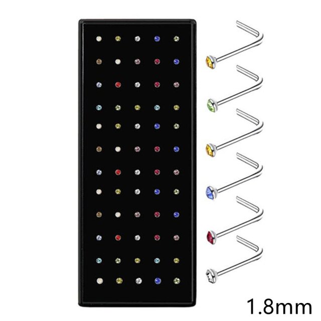 40/60 uds, conjunto de anillos de acero inoxidable para la nariz de cristal, conjunto de Piercing de acero quirúrgico para la nariz para mujer, tachuelas de aguja para el hueso del oído, joyería para el cuerpo Tan Jianjun unisex