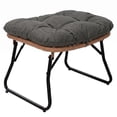 thumbnail image 2 of Tappio Foldable Ottoman Stool, All Weather Wicker Footstool with Cushion and Non-Slip Pads, Outdoor Seating Footrest for Bedroom, Living Room, Porch, Balcony, Gray, 2 of 7