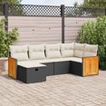 thumbnail image 1 of vidaXL 6 Piece Garden Sofa Set with Cushions Black Poly Rattan, 1 of 5