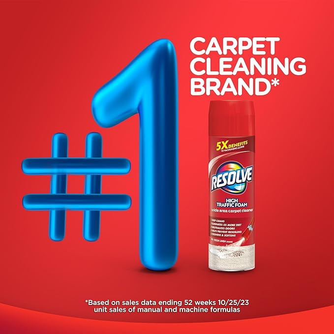 Resolve High Traffic Carpet Stain Cleaner Solution and Odor Remover Foam, 22 oz