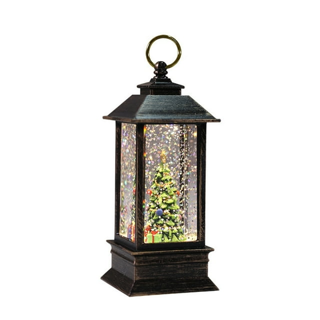 Christmas Snow Globe Lantern Crystal Sparkling Christmas Tree Gift Set Illuminated Lantern Holiday Season Decorations
