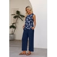 thumbnail image 5 of WIHOLL Two Piece Set for Women Summer Sleeveless Crewneck Lounge Top Wide Leg Drawstring Pants With Pockets Vacation Travel Outfits, 5 of 10
