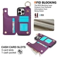 thumbnail image 5 of Dteck for iPhone 16 Pro Max Wallet Case, Flip Leather Case with RFID Blocking Card Holder Zipper Pocket, Ring Holder Kickstand Protective Folio Phone Cover for iPhone 16 Pro Max,Darkpurple, 5 of 8