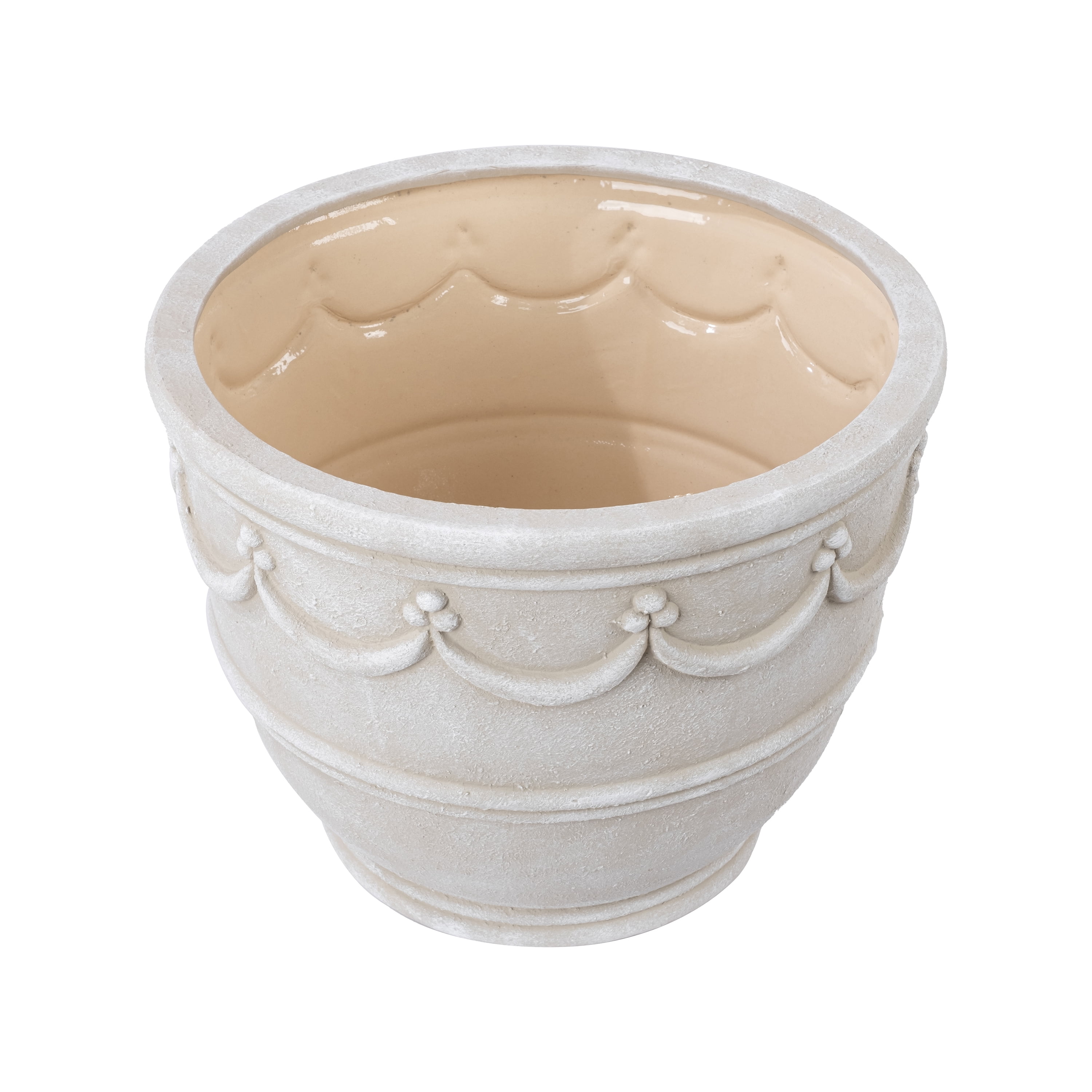 My Texas House 16 in Retro Planter, Cream