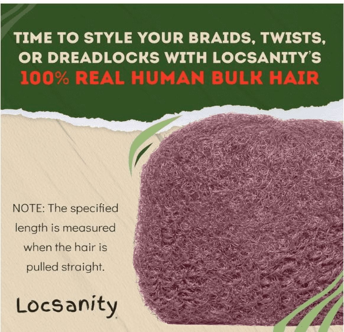 Locsanity 100% Afro Kinky Bulk Human Hair – Natural Braiding Hair for Dreadlocks, Loc Repair & Extensions – 8" Length, 1 oz