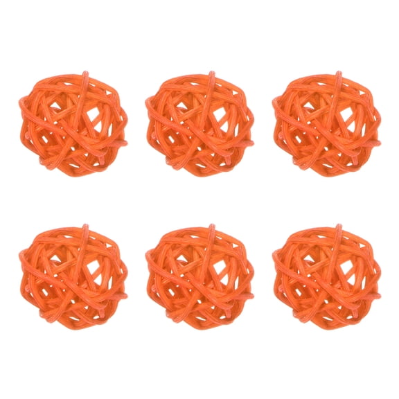 Uxcell 6-Pack Wicker Rattan Balls 30mm/1.2 Inch Decorative Rattan Balls for Christmas Weddings Thanksgiving Orange