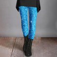 thumbnail image 2 of Women's Leggings Glitter Sequin Print Breathable Seamless Casual Running Workout Leggings, 2 of 7