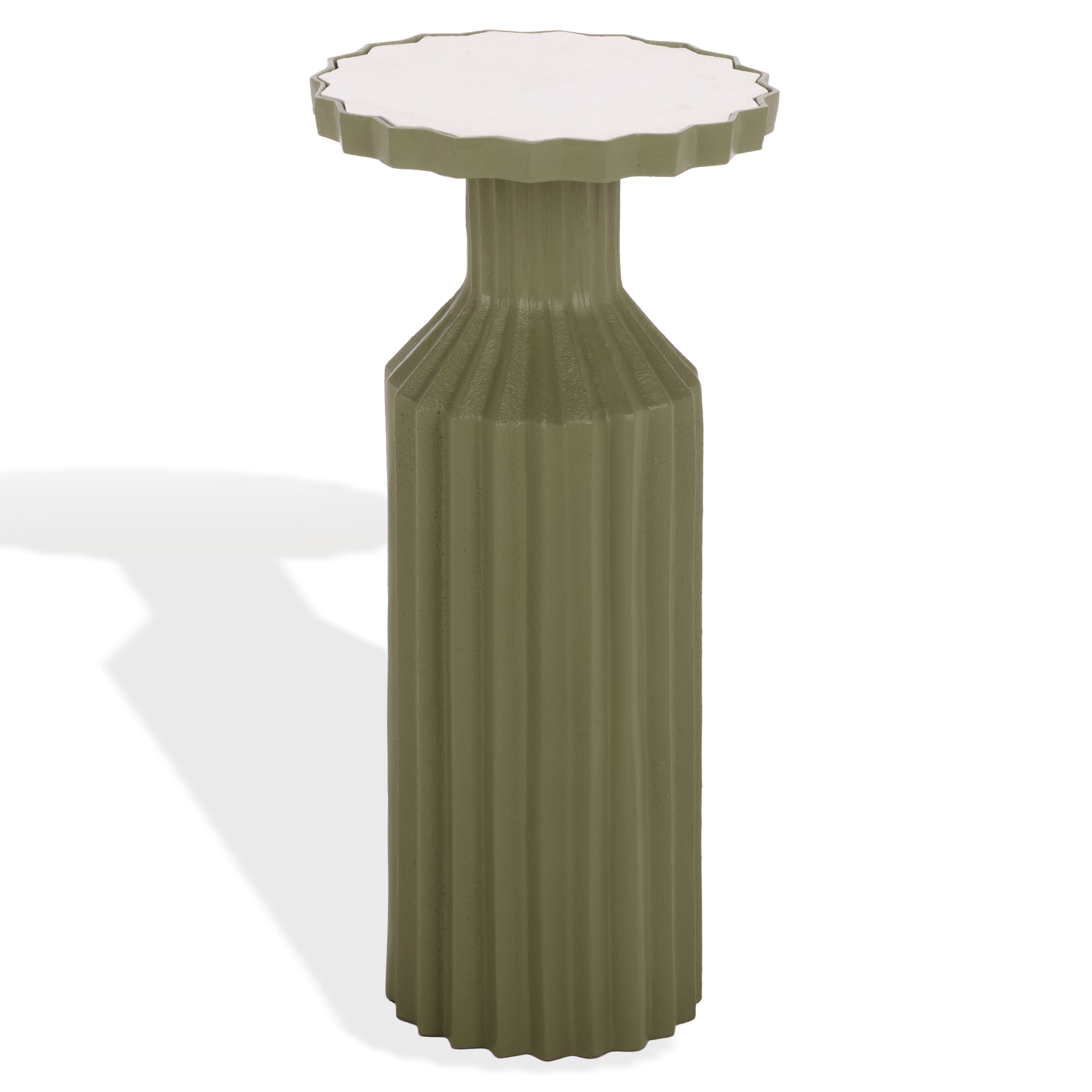 Safavieh Couture Cindylyn Concrete Top Modern End Table, Olive Green/White