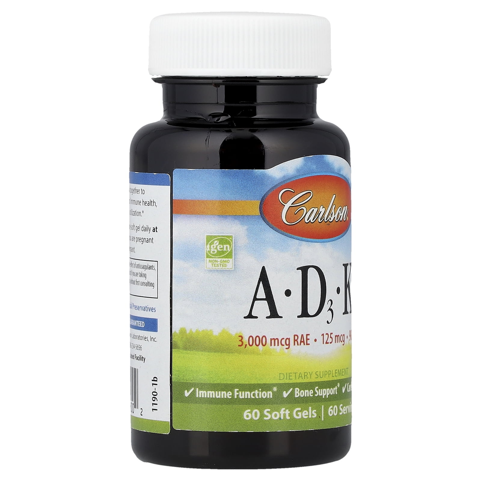 Carlson Vitamins A - D3 - K2, 60 Soft Gels