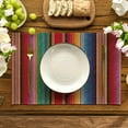 thumbnail image 5 of Mexican Placemats for Dining Table Set of 4,Ethnic Stripes Rainbow Place Mats for Home Party Kitchen Indoor Holiday Rustic Washable Heat Resistant Table Mats, 5 of 7