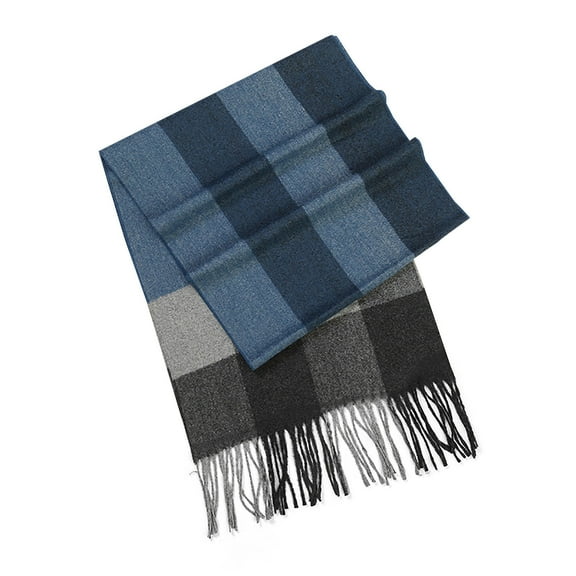 Floleo Men's Plaid Scarves Elegant Fashionable Soft Comfortable Warm Scarf Winter Casual Style Neckwear Scarf Shawl(Blue,Free Size)