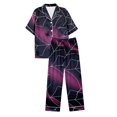 thumbnail image 6 of Lounge Sets for Women BWASD Cozy Satin Printed Pajama Set Short Sleeve Top and Pants Home Wear Sleepwear Halloween Autumn Holiday Night for Halloween Funny Gift XL, 6 of 7