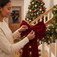 thumbnail image 5 of Oversized Christmas Bow Tree Topper 79 Inch Fabric Ribbon Decoration For Wreaths Gift Wrapping Wedding Arch Party Holiday Decor With Hanging Loop For Indoor Outdoor Christmas Display, 5 of 9