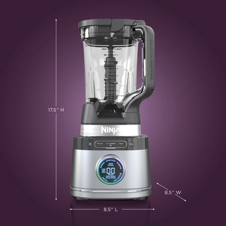 NINJA DETECT KITCHEN SYSTEM 72-OZ BLENDER, FEED CHUTE WITH SLICING & SHREDDING DISC, 3 SPEEDS, SMOOTHIES, CRUSH, CHOP, DOUGH, BLENDSENSE TECHNOLOGY, 1700PW, TB400WM SILVER