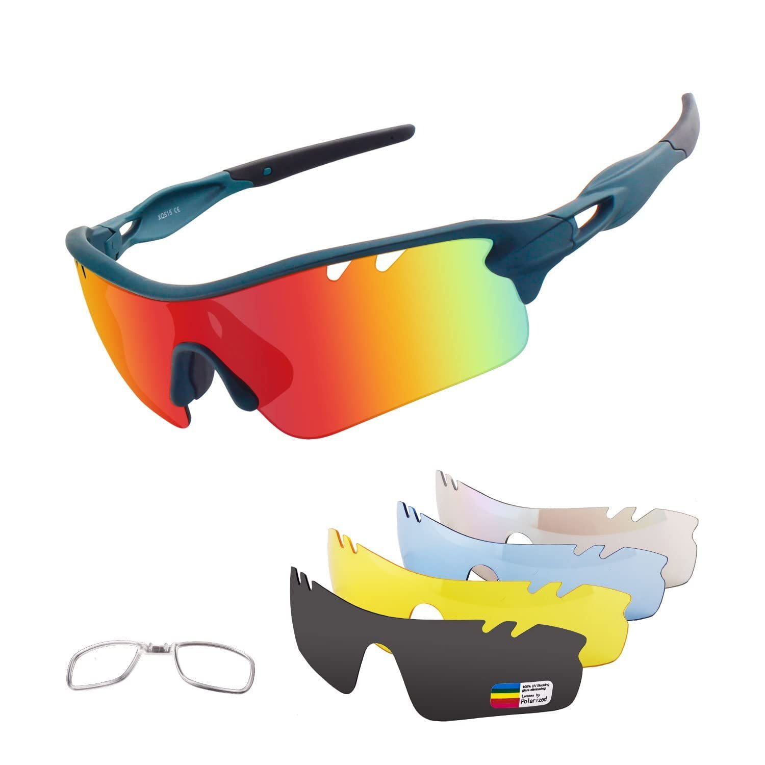 Polarized Cycling Glasses,UV400 Protection Sports Sunglasses Biking with 4 Lens 