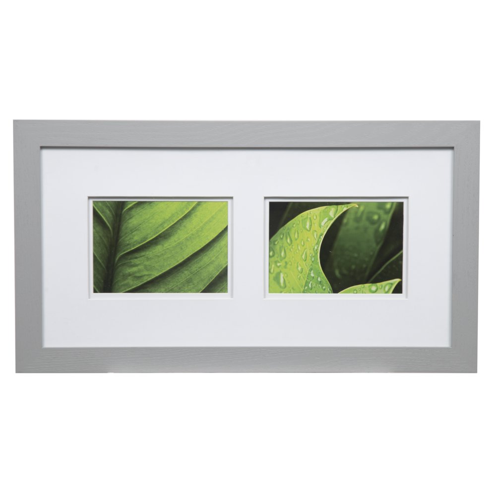 Gallery Solutions 10x20 Wide Grey Picture Frame with Double Mat For Two