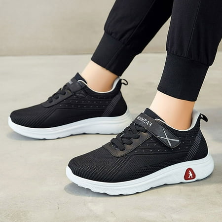 

Huilaibazo Fashion Autumn Men Sports Shoes Flat Non Slip Lace Up Hook Loop Mesh Breathable Comfortable Casual Style