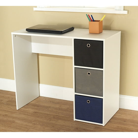 Student Writing Desk with 3 Fabric Bins, Multiple Colors ...