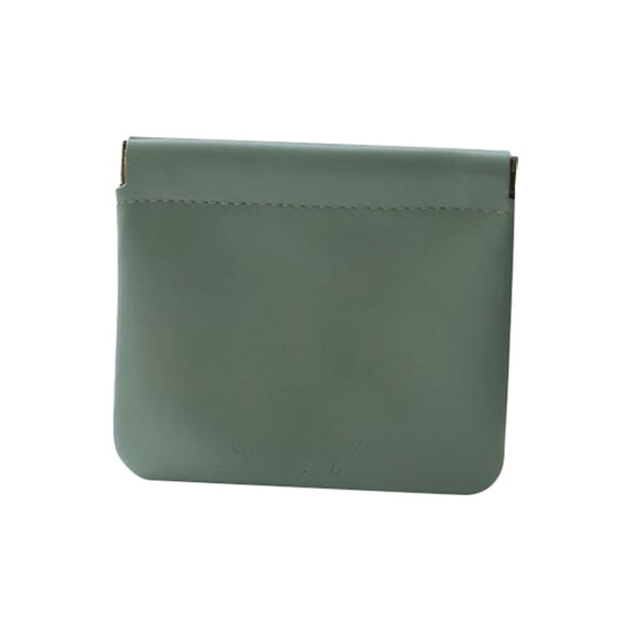 JUMNUYCUH Snap Closure Leather Organizer Pouch, Portable Waterproof No Zipper Self-Closing Mini Makeup Bag, Small Travel Storage Bag for Cosmetics Headphones Jewelry, Pouches for Purse, Green