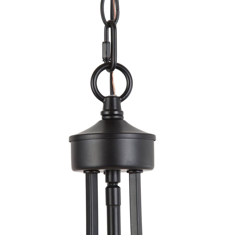 LNC 16-in Black Drum Pendant Light with Linen Shade, Adjustable for Dining & Entryway