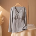 thumbnail image 2 of Hesxuno Women Long Sleeve T Shirts V Neck Wrap Cotton Tops Casual Built-In Bra Maternity Shirts Belly friendly Nursing Clothes Summer Spring Lounge Tee Shirts Gray XL, 2 of 6