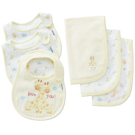 Gerber - 3-Pack Bibs and 3-Pack Burp Terry Cloths, Neutral