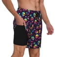 thumbnail image 2 of Rateoe Skull mushroom rainbow color Pattern Men’s Swim Shorts with Compression Liner – Double-Layered Quick-Dry Swimwear, Comfortable & Stretchy Beach Shorts-X-Large, 2 of 6