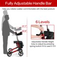 thumbnail image 4 of Balichun Rollator Walker for Seniors, Lightweight Foldable All Terrain Rolling Walker with seat, Aluminum Walkers with 8 inch Solid Wheels, Handles and Backrest for Seniors and Adult, Red, 4 of 13