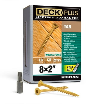 Deck Plus 48413 Exterior Tan Ceramic Steel Screws, Flat Head, Self-Drilling (#8, x 2") 1 lbs