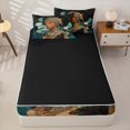 thumbnail image 4 of Castle Fairy Elegant African Queen Zipper Twin Comforter Sets with Fitted Sheet and 2 Pillowcases,Serene Lotus Koi Fish Zipper Bedding Set,Teal Gold White,Black Reversible,4-Piece, 4 of 6