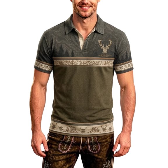 Mens Polo Shirts Short Sleeve Polos Relaxed Fit Festival Themed Printed Loose Casual Polo Shirt