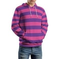 thumbnail image 5 of Pink And Purple Stripes Men's Women Vintage 3D Hooded Sweatshirt - All-Season Loose Fit Streetwear, 5 of 6