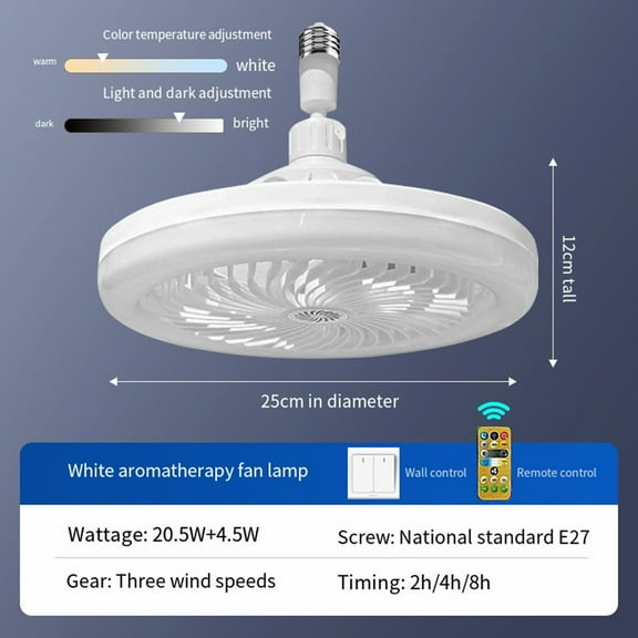 E27 screw fan bulb bedroom ceiling fan light remote control led fan light