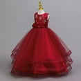 thumbnail image 3 of Girls Pageant Princess Sleeve Flower Ball Gown Dress, Kids Wedding Bridesmaid Pageant Party Formal Long Gown Princess Tulle Floral Embroidery Girl Birthday Party Dresses - 2-10T, 3 of 7