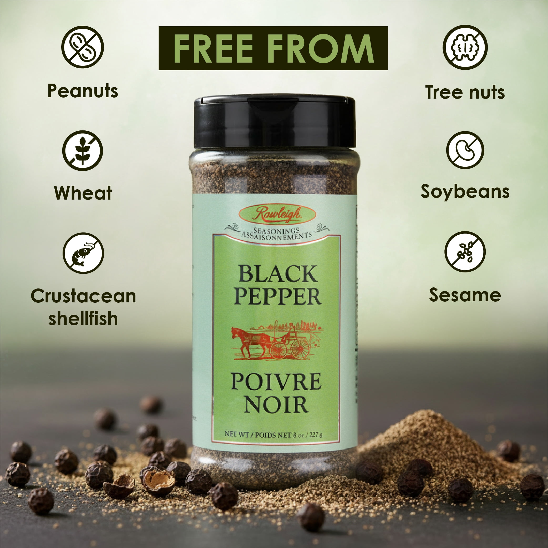Rawleigh Granulated Black Pepper for Seasoning, 3 Bottles of 8 oz