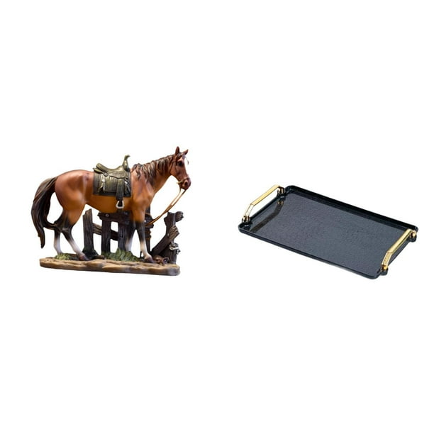 Bandeja Organizadora Con Escultura Ecuestre De Resina Para Decoración Del Hogar, Oficina O Sala De Estar. Ideal Para Servir Pasteles, Aperitivos, Café, Té O Para Amantes De Los Animales.