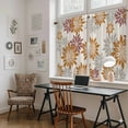 thumbnail image 5 of Geometric Flower Tier Curtains 54 Inch Length, Vintage Country Floral Orange Grey on Linen Cafe Short Curtains for Bathroom Sink, Small Kitchen Curtain Light Filtering Drapes 2 Panels 27.5"Wx54"L, 5 of 8