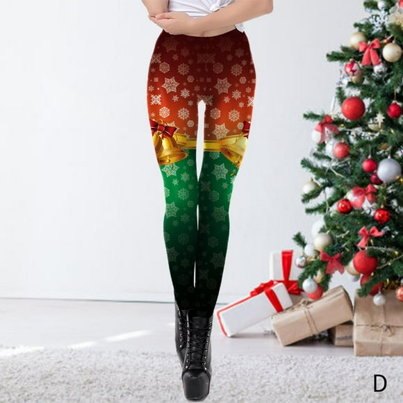 Pantalones de yoga Colcomx Polainas de las mujeres cintura alta estampado navideño